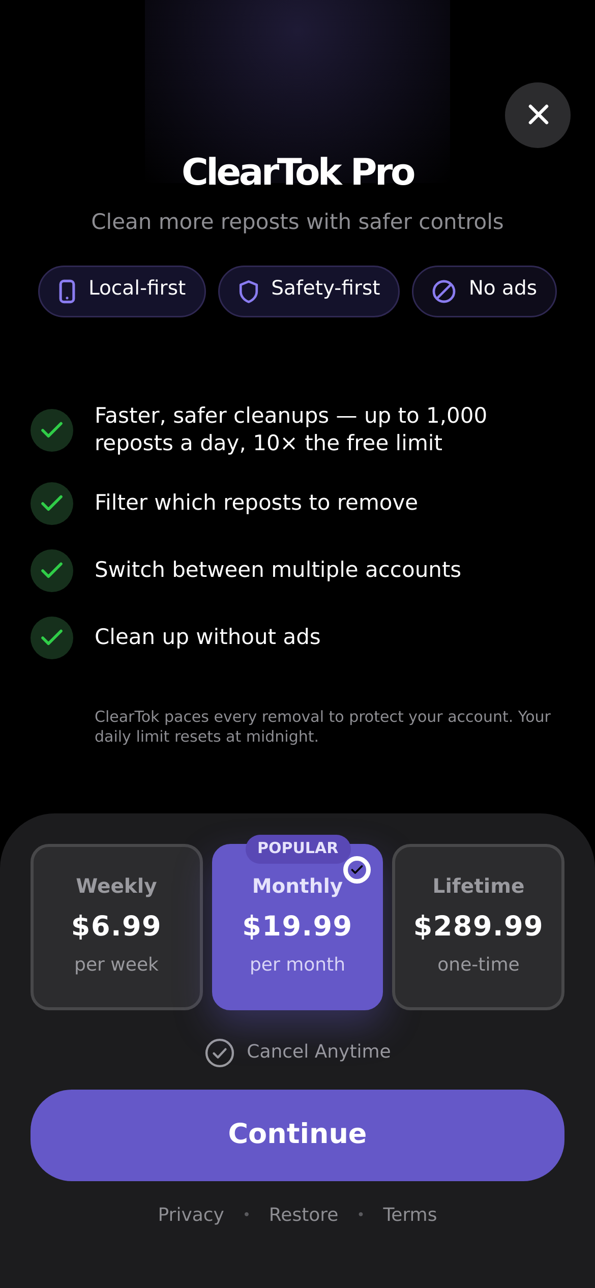 ClearTok: Repost Remover