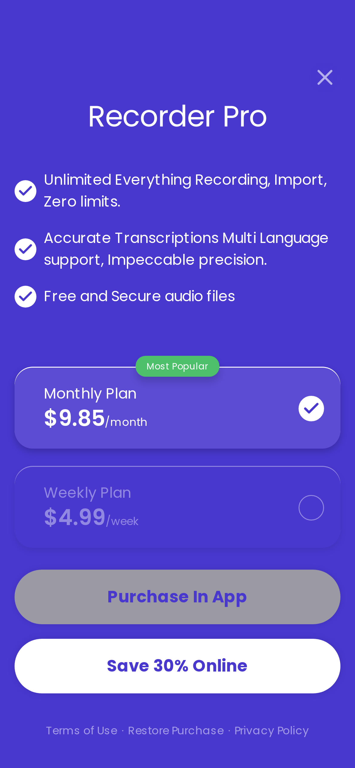 Recorder Pro (Web Checkout Link)