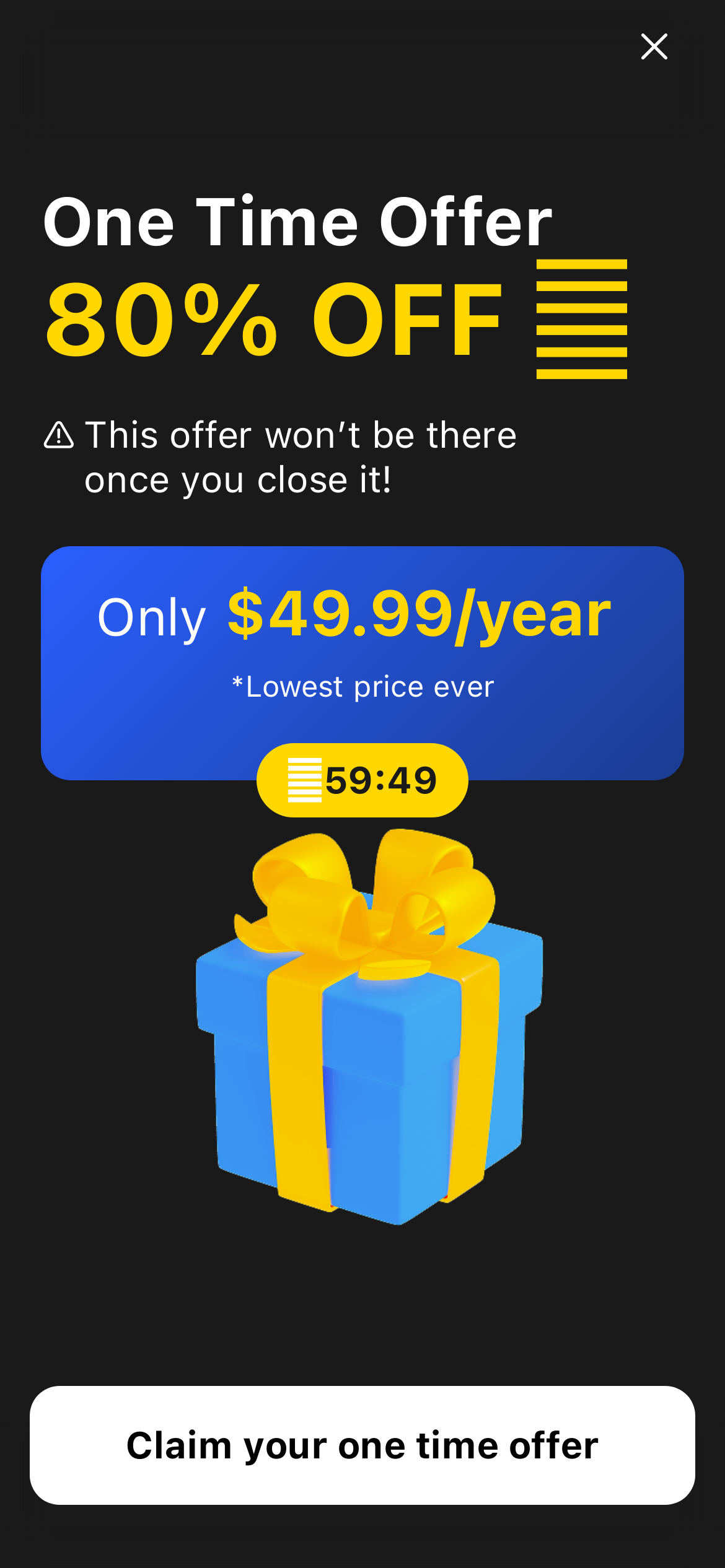 Transaction Abandon One-time Offer